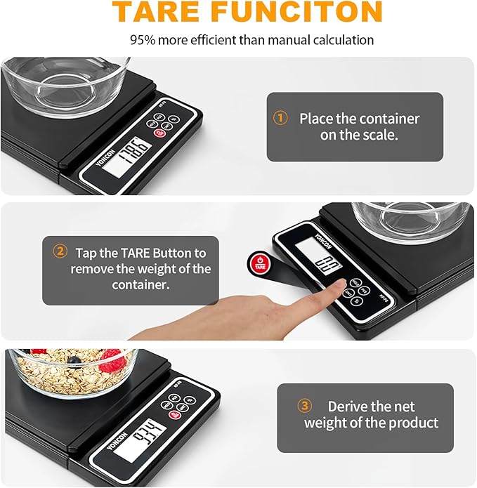 Digital Food Scale, kF-F8 Scale for Food Ounces and Grams with Pull-Out Display,11lb/0.02oz Super Accurate Kitchen Scale Digital Weight for Cooking, Baking, with% Function (Includes Batteries