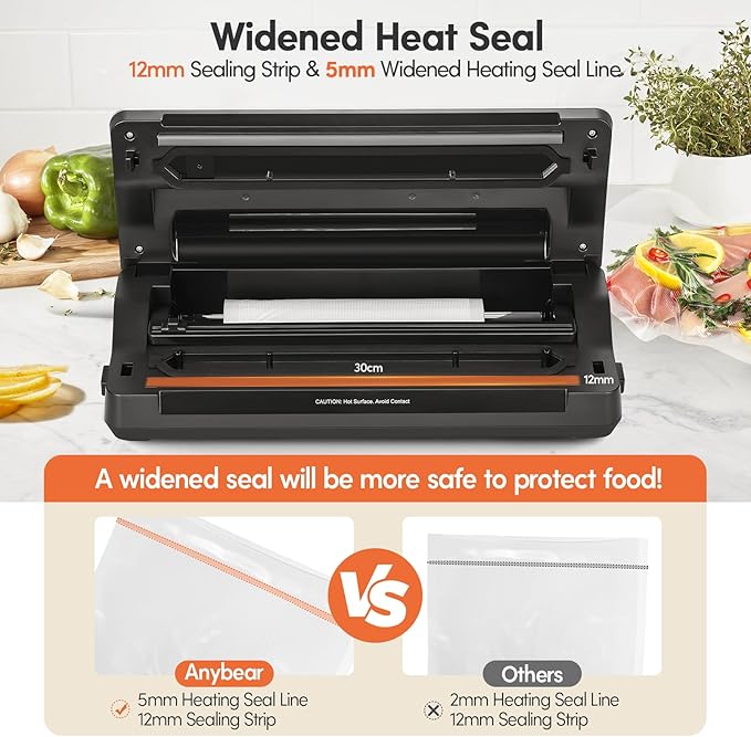 Vacuum Sealer Machine, 90Kpa Powerful Vacuum Sealer Machine for Food Storage, Multi-Functional Food Sealer with Vacuum Bags & 2 Roll Bags Build-in Cutter-Digital Countdown Display (Silver)
