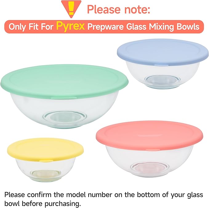 1 Pack Silicone Lids Only Fit for Pyrex 326-4 Quart Smart Essentials Rimmed Glass Mixing Bowls, Dishwasher and Microwave Safe (Lids Only)