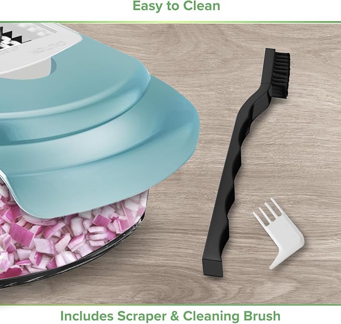 PrepNaturals Vegetable Chopper with Container, Food Chopper with Container - Mandoline Slicer for Kitchen (4 in 1, Blue/White)
