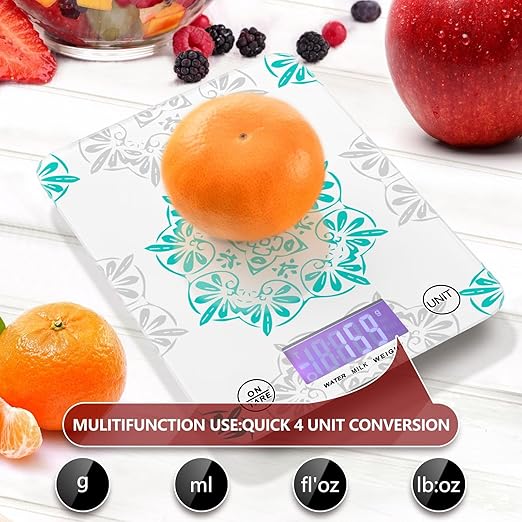 Food Scale Kitchen Scale Food Scales Digital Weight Grams and Ounces Small Electronic Food Scale for Baking Cooking Teal and White