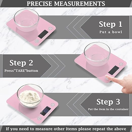 Food Scale Kitchen Scale for Baking Cooking Digital Food Weighing Measuring Scale Small Waterproof Electric Food Scale Pink
