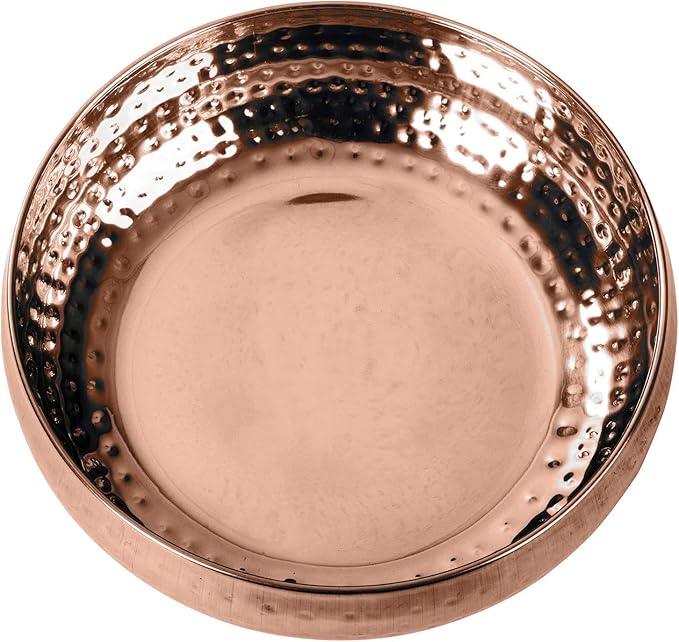 Copper Salad Bowl and Serving Utensils - Hammered Detailing - Stainless Steel Mixing Bowls with Lids- Luxurious Serving Bowls (12" Rose Gold Hammered Salad Bowl)