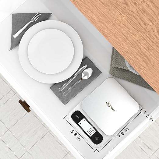 Tada 11lb Food Kitchen Digital Scale with 0.01oz/0.1g Precision IPX6 Waterproof, Type-C Charging, Ounces and Grams for Weight Loss, Cooking, Baking (White+Black)