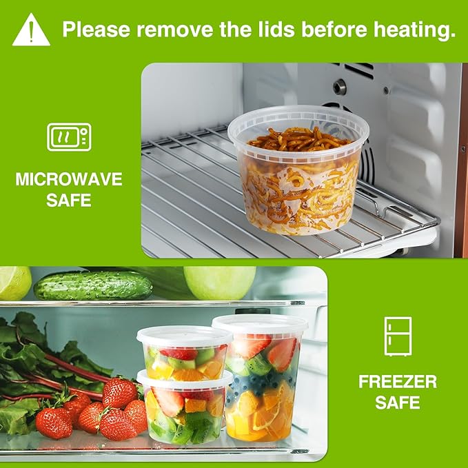 75 Sets 12oz Deli-Containers-with-Lids-Airtight-Plastic-Food-Storage-Containers-with-Lids-Soup-Slime-Overnight-Oat-To-Go-Containers