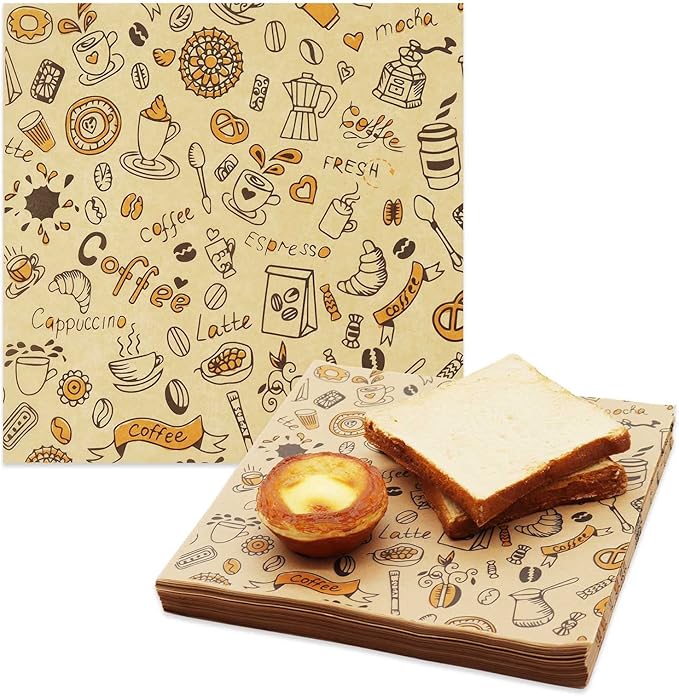 Premium Deli Paper Sheets 12"x12" - 300Pcs Greaseproof Liners for Food Boats, Pre Cut Deli Sandwich Wrappers, Best Kraft Food Wrapping Paper Sheets for Picnic, Festival, Fair or BBQ.
