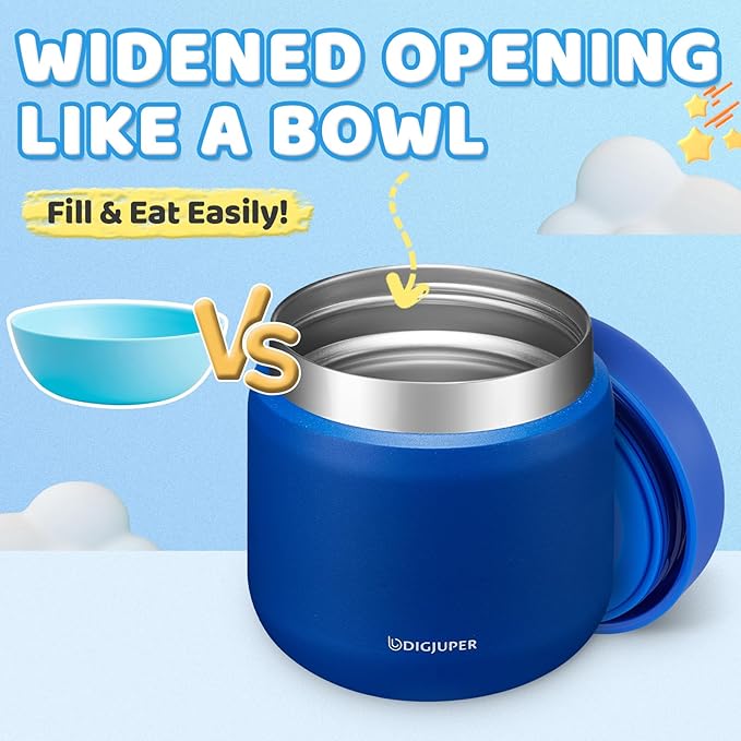 12OZ Thermo-Food-Container w/Lunch Bag - Toddler Boy Kid Wide Mouth Thermal for Hot Food with BPA-free Folding Spoon, LeakProof Soup Jar Lunch Box for School Outdoors