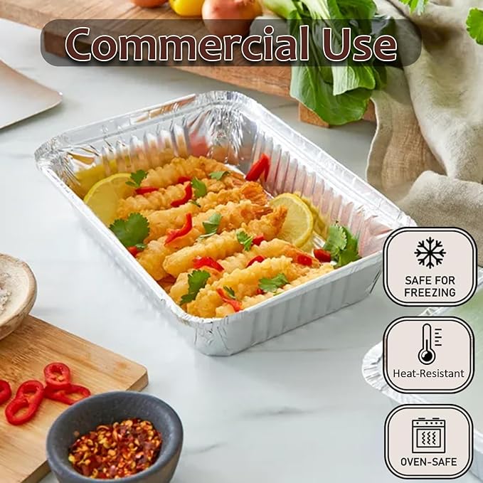 INFINITY EL 12.5" X 10" X 1.5" Heavy-Duty Eco-Friendly Aluminum Lasagna Pans (Half-Shallow/25 Pack) - Disposable Aluminum Serving Tray - Catering Pans, Baking, Roasting & Meal Prep - Foil Pan