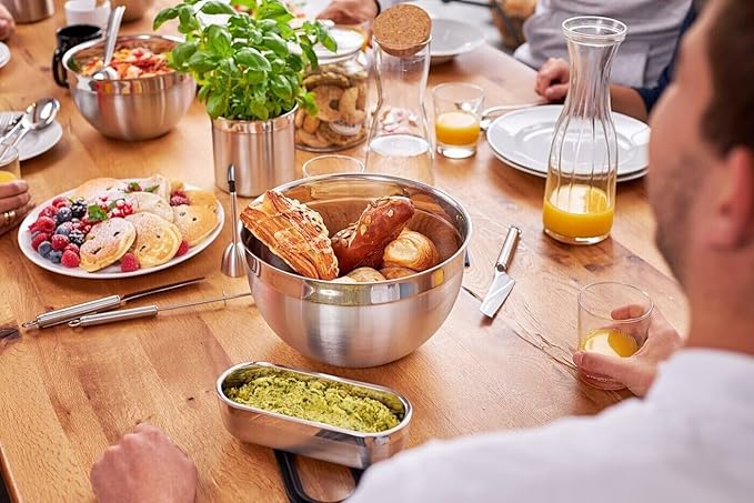 Rosle 15700 Stainless Steel 3 Piece Set for Mixing Prep Serving Bowls (1.7qt, 3.3qt, 5.7qt)
