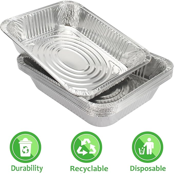INFINITY EL 12.5" X 10" X 1.5" Heavy-Duty Eco-Friendly Aluminum Lasagna Pans (Half-Shallow/25 Pack) - Disposable Aluminum Serving Tray - Catering Pans, Baking, Roasting & Meal Prep - Foil Pan