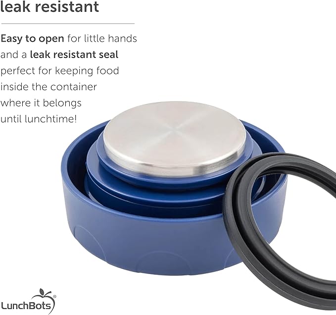LunchBots 16oz Thermos Stainless Steel Wide Mouth - Insulated Thermos With Vented Lid - Keeps Food Hot or Cold for Hours - Leak-Proof Portable Thermal Food Jar is Ideal for Soup - 16 ounce - Black