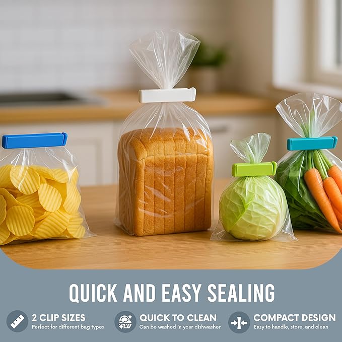 LINDEN SWEDEN Twixit! Bag Clips - Set of 15 - Keep Food Fresh, Prevent Spillage - Great for Storage and Organization - Microwave, Freezer and Dishwasher-Safe - BPA-Free