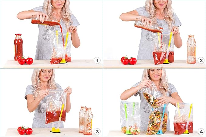 Baggy Rack Holder For Freezer Bag Holder Stand/Ziplock Bag Holder Stand/Meal Planning/Prep Bag Holders For Filling,6 Pack/6pcs