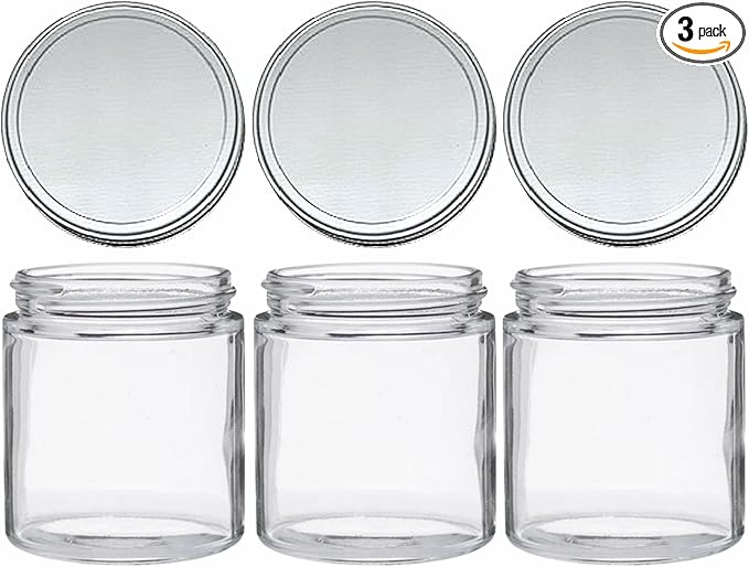JARMING COLLECTIONS Mason Jars 16 oz Glass Extra Wide Mouth Pint Storage Jars with Lids - Silver Metal Storage Lids - Made in USA - Pint Glass Jars 16 oz with Lids, Ryan16BKX3