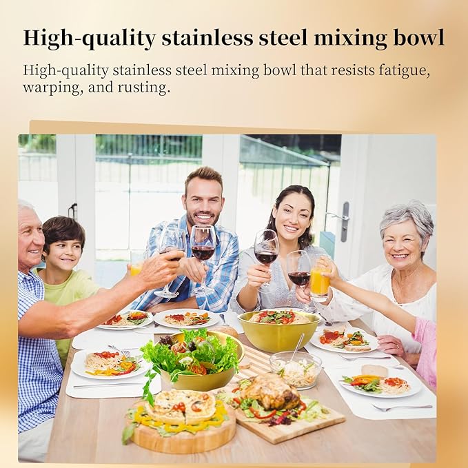 14 Pack 6.69 inches Gold Mixing Bowls with 16 Pcs Airtight Lids Stackable Stainless Steel Soup Bowls Versatile Mixing Bowls Metal Fruit Salad Bowls Round Serving Bowl for Kitchen Cooking Supplies