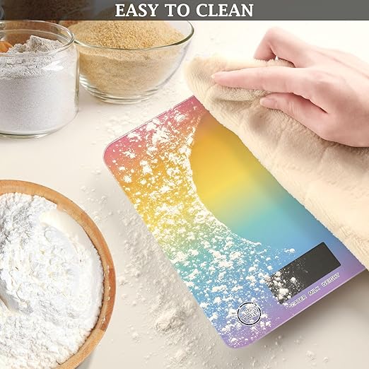 Food Scale Kitchen Scale for Baking Cooking Digital Food Weighing Measuring Scale Small Waterproof Electric Food Scale Rainbow Color Gradient