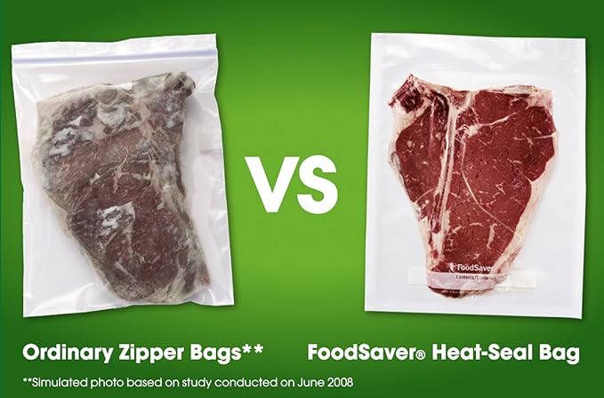FoodSaver Vacuum Sealer Bags, Rolls for Custom Fit Airtight Food Storage and Sous Vide, 8" x 20' (Pack of 3) & FoodSaver 1-Quart BPA-Free Multilayer Construction Vacuum Zipper Bags, 18 Count