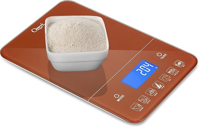 Ozeri Touch III Digital Kitchen Scale with Calorie Counter, 22 lbs (10 kg), Burnt Ochre
