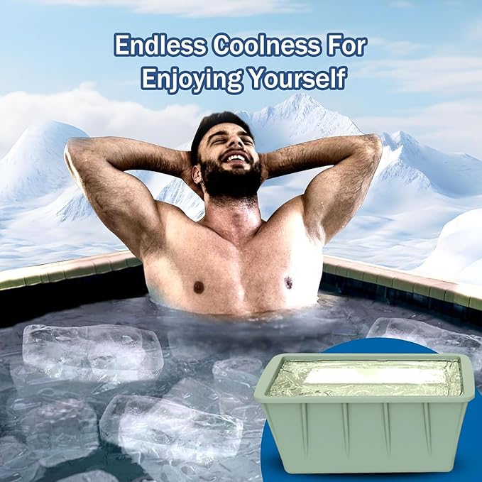 Extra Large Ice Cube Molds 4Pack 32LB Silicone Ice Block Molds for Ice Plunge Tub, Reusable Ice Cube Trays for Freezer, Giant Ice Cube Molds for Home Ice Baths,Cold Plunge Accessories (Green)