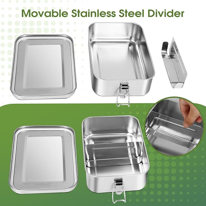 304 Stainless Steel Bento Box 3 Pack Stainless Steel Containers With Lids 2400/550/550ml,Leak-Proof & Stackable Storage Stainless Steel Food Storage Containers for Soup Salad Leftover