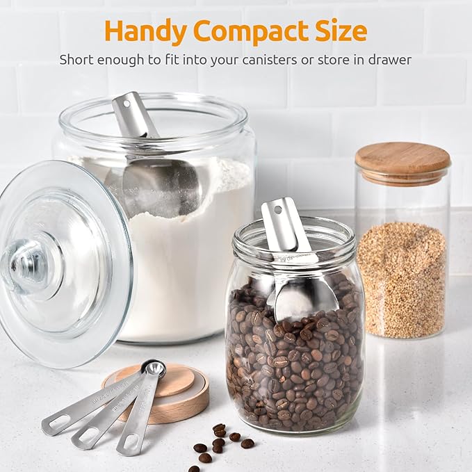 Measuring Cups and Spoons 12 Pieces: U-Taste 18/8 Stainless Steel Kitchen Metal Measure Gadgets, Heavy Duty Stackable Portion Teaspoon Tablespoon Scoop for Baking Cooking Dry & Liquid Food Ingredient
