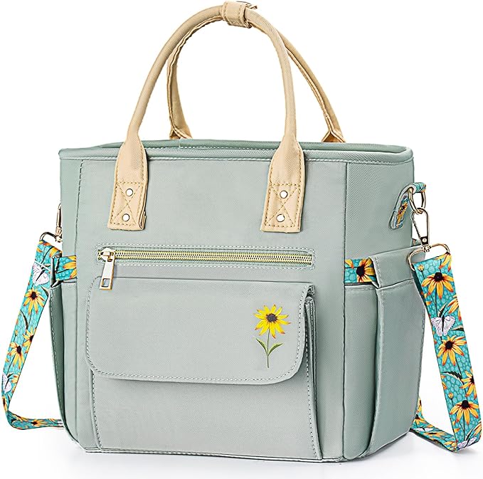 Deluxe Large Insulated Lunch Bag Box Women - Leakproof Waterproof Cooler with Multi Pockets Removable Strap for Work Picnic - Teacher Mothers Day Christmas Birthday Gifts