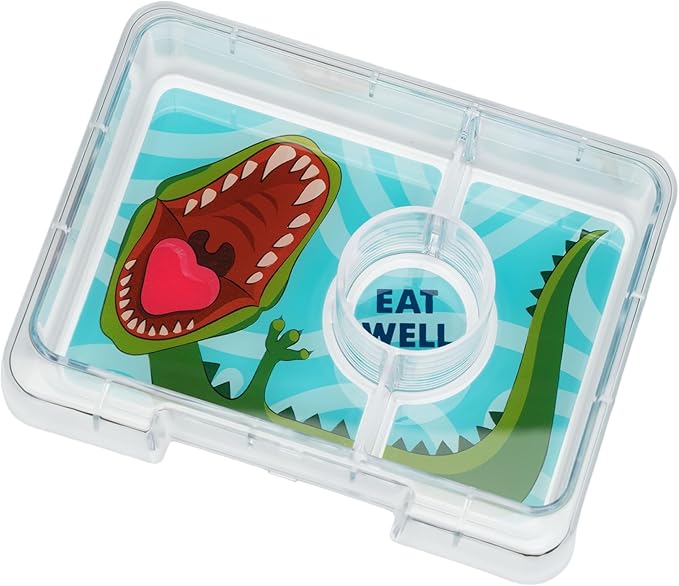 Yumbox Snack Box - 3 Compartment - Leakproof Bento Lunch Box for Kids (Jurassic Green)
