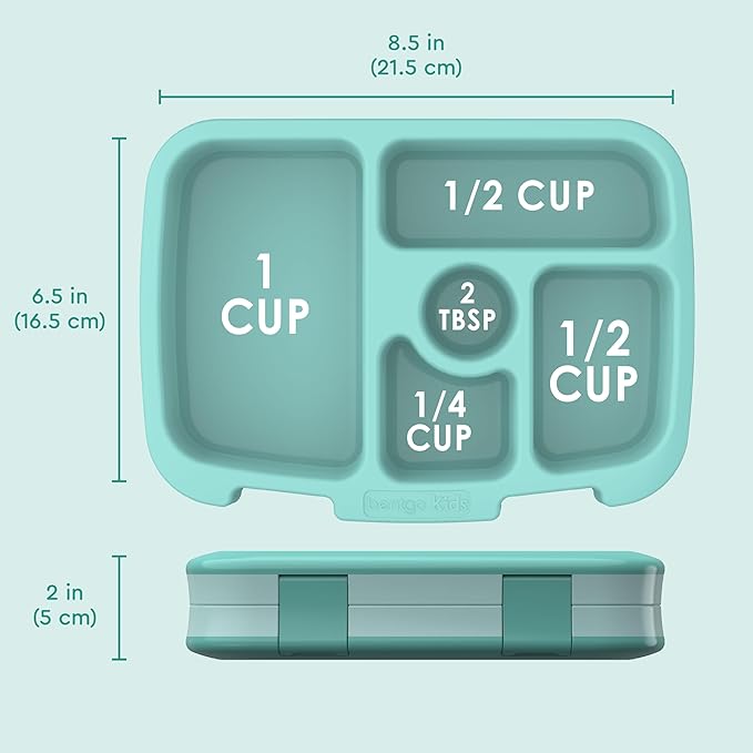 Bentgo Kids Bento-Style 5-Compartment Leak-Proof Lunch Box - Ideal Portion Sizes for Ages 3 to 7 - Durable, Drop-Proof, Dishwasher Safe, BPA-Free, & Made with Food-Safe Materials (Seafoam)