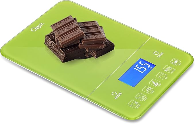 Ozeri Touch III Digital Kitchen Scale with Calorie Counter, 22 lbs (10 kg), Lime Green