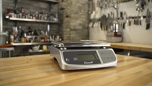 San Jamar Escali Promzr M-Series Digital Scale with Display Hold for Kitchens and Restaurants, Metal, 33 Pound, Silver