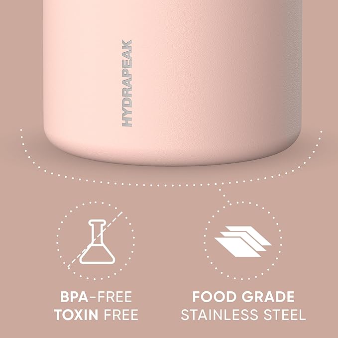 Hydrapeak 32oz Stainless Steel Vacuum Insulated Thermos Food Jar | Thermos for Hot Food and Cold Food, Wide Mouth Leak-Proof Soup Thermos for Adults, 10 Hours Hot and 16 Hours Cold (Peony)