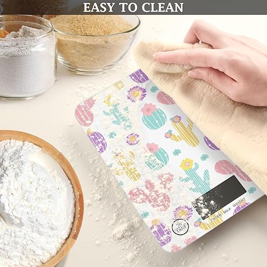 Food Scale Kitchen Scale for Baking Cooking Digital Food Weighing Measuring Scale Small Waterproof Electric Food Scale Colorful Cactus