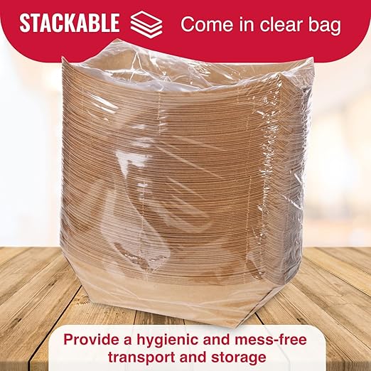 IDL Packaging 3 lb Kraft Paper Food Trays (Pack of 500) - Food-Safe Poly Coated for Extra Moisture Resistance - Proudly Made in USA - Serving Tray for Fries, Burgers, Appetizers
