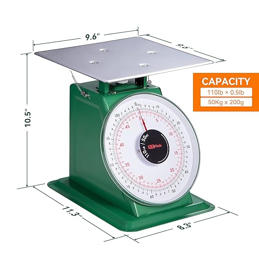 Tada 22-LBS Heavy Duty Portion-Control Mechanical Kitchen and Food Scale Industrial Dial Scale with Stainless Steel Platform