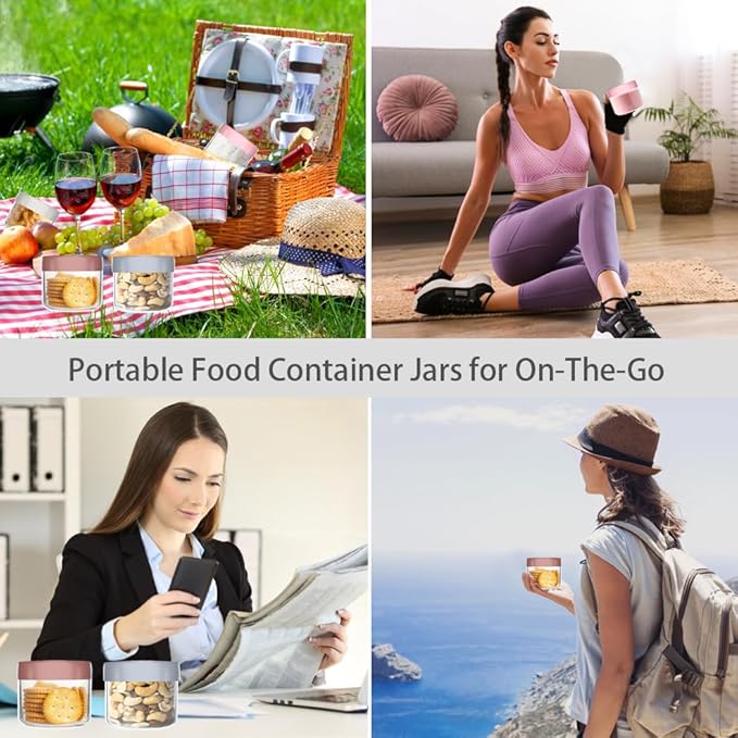 6 Pack 10 Oz Glass Jars with Lids, Overnight Oats Containers with Lids, Wide Mouth Mason Jar Airtight Glass Food Storage Containers for Snacks Salad Fruit Yogurt Cereal Meal Prep Leak Proof