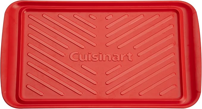 Cuisinart Grilling Prep and Serve Trays, 17x10.5 inch BBQ Safe for Food Handling, 2 Dishwasher Safe Nesting Trays Black and Red, Perfect Grilling Tray for Cooked and Raw Meat, Fits 6 Burgers
