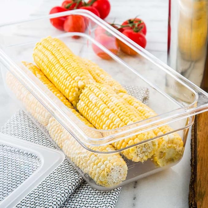 Restaurantware-4 Inch Deep Food Pans, 1 1/3 Size Commercial Food Storage Container - Freezable, Break-Resistant, Clear Plastic Cold Pans, Dishwashable, For Kitchens, Restaurants, Or Cafeterias