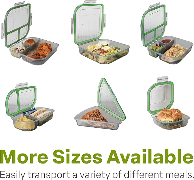 Half-Sized To-Go Single Compartment Container, 8" X 5" X 2-1/2", Reusable, Microwave Safe, NSF Certified, Smoke/Green