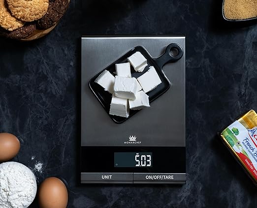 Digital Food Scale for Kitchen, Baking, Cooking, and Meal Prep, 10 Unit Measurements, 22 lb Weight Capacity, Stainless Steel Top, Dual Power Option, 15 Features