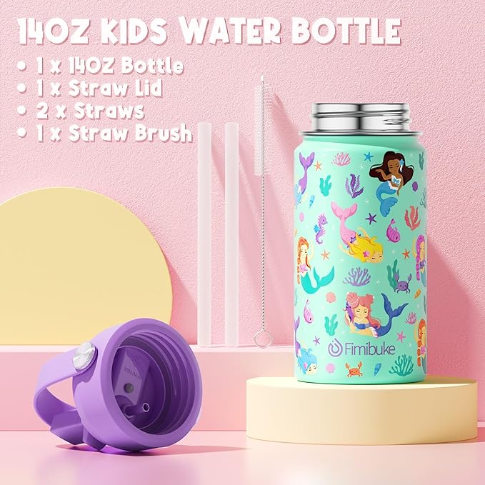 Fimibuke Bento Box for Kids Adult - Leakproof 3-4 Compartments Lunch Bento Box Set with Insulated Thermos Food Jar, Water Bottle, Lunch Bag, Sauce Cup & Cutlery for Toddler Teen Shcool Girl Boy Age 3+