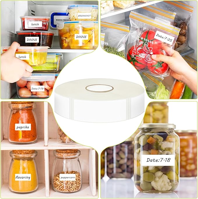 600 Blank Removable Freezer Labels with Perforation Line for Easy Distribution and Use. Waterproof and Oil-Resistant, Suitable for Food Containers, Jars, and Kitchen Organization.(1 "x 3")