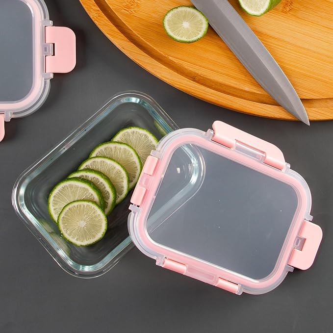 C CREST 12 Pack Premium Glass Locking Lids Storage Containers Set, Mix of Shapes and Sizes for Meal Prep and Versatile Use