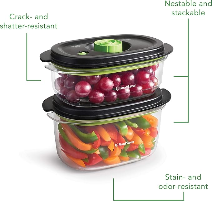 FoodSaver 2129973 Preserve & Marinate 10 Cup Vacuum Seal -Container for Quick Marinating or Freezer and Pantry Storage