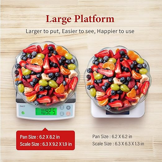 Polit Food Kitchen Scale KOIN, 40lb/18Kg Digital Kitchen Scale Grams Ounces 1g/0.04oz Accuracy, LCD Display, Rechargeable, 5 Weight Unit (with Power Adaptor)