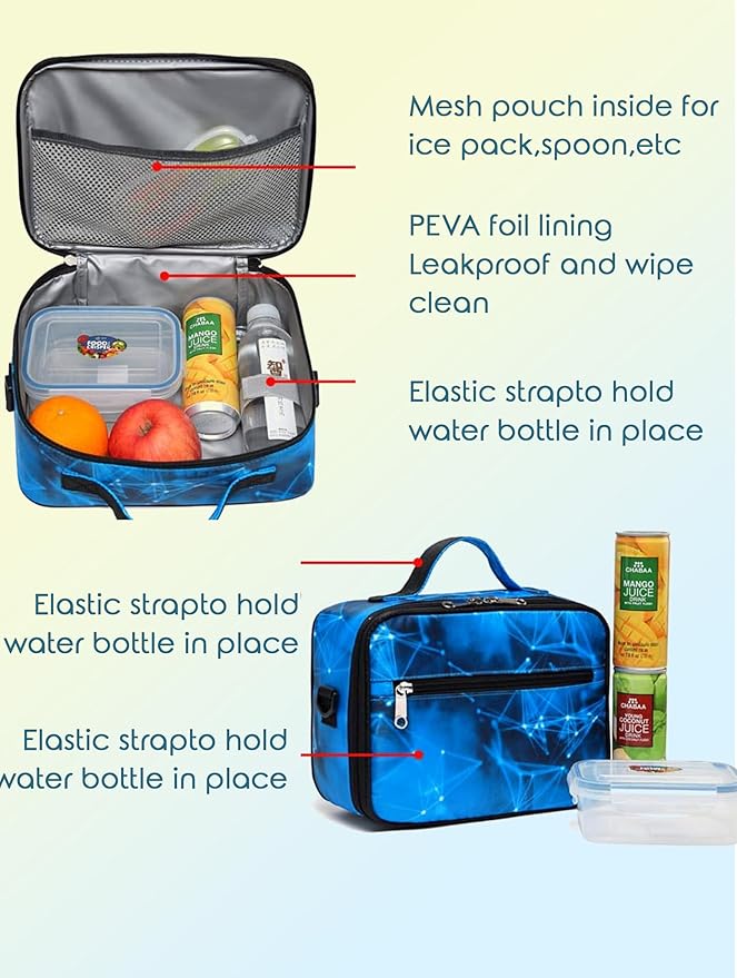 BLUEFAIRY Boys Backpacks Set with Lunch Bag for Kids Primary Elementary School Bags for Teens Middle Book Bags with Insulated Lunch Box for Adolescentes Back to School Travel Aged 8-10 Blue18