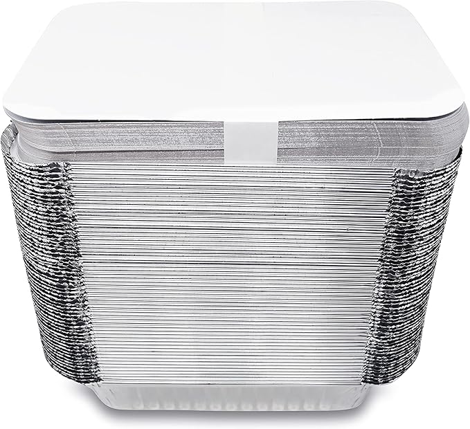 (480 Pack) Premium 2.5-LB Takeout Pans with Lids - 8.6" x 6.1" x 2" l Heavy Duty Disposable Aluminum Foil for Catering Party Meal Prep Freezer Drip Pans BBQ Potluck Holidays
