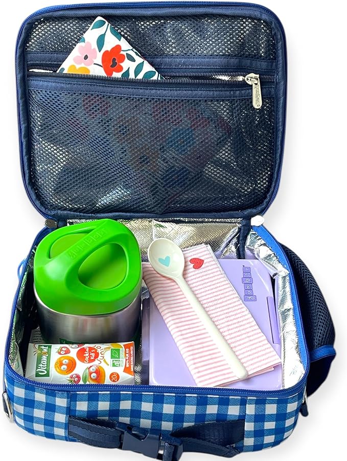 Yumbox Cubi Triple Insulated Stainless Steel Thermal Jar for Hot & Cold Lunches, Kids Size, Easy Open and Carry Handle, Unique Rounded Square Jar and Non-Slip design (Apple Green)