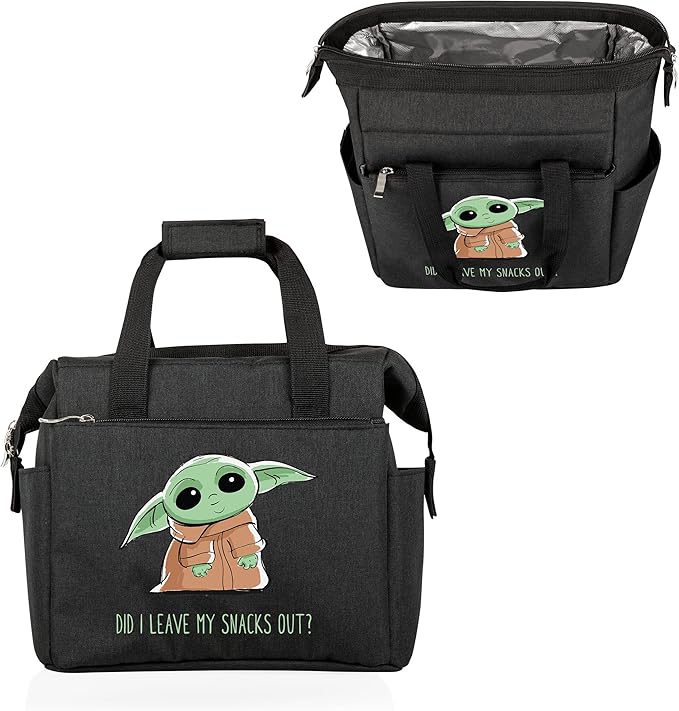 PICNIC TIME Star Wars Mandalorian Grogu On The Go Lunch Bag, Soft Cooler Lunch Box, Insulated Lunch Bag, (Black)