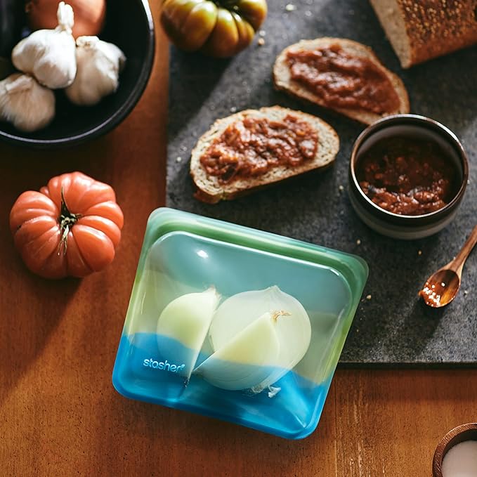 Stasher Premium Silicone Reusable Food Storage Bags, 4-Pack, Endangered Seas, Multi-Use Food Storage Bags, Lunch Bag, Travel Containers, BPA Free, Leak-free, Dishwasher-Safe, Eco-friendly