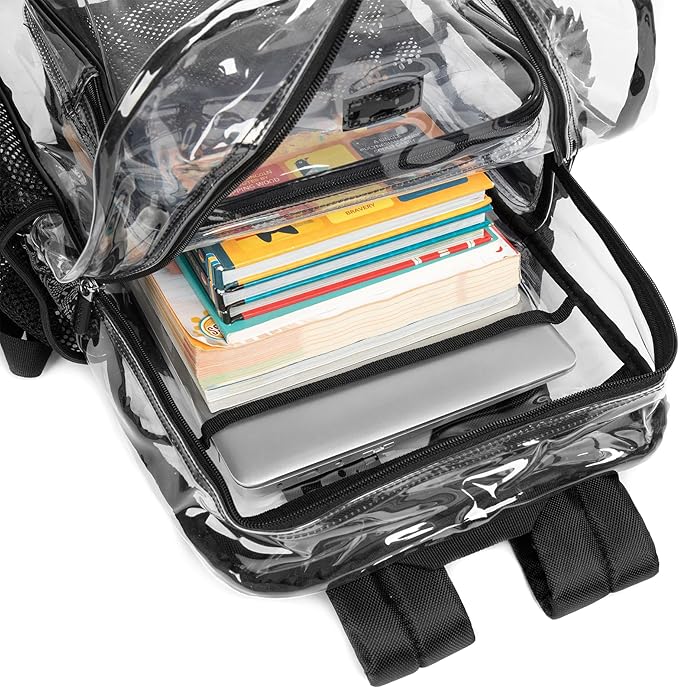J.CARP Clear Bag Heavy Duty Backpack Durable Transparent See Through Bag